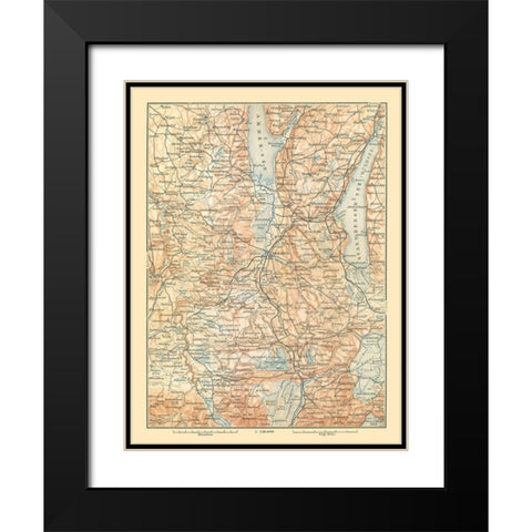 Southern Germany - Baedeker 1896 Black Modern Wood Framed Art Print with Double Matting by Baedeker