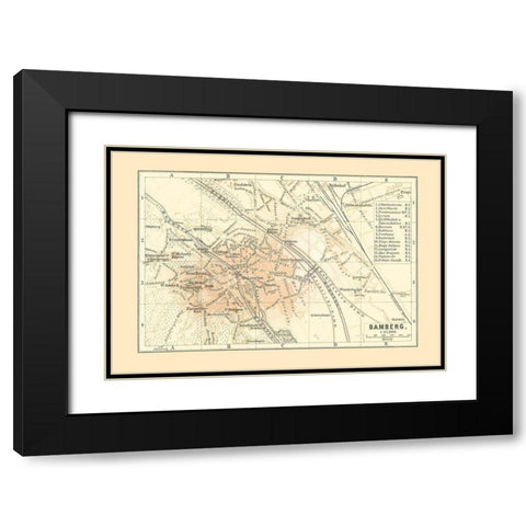 Bamberg Germany - Baedeker 1896 Black Modern Wood Framed Art Print with Double Matting by Baedeker