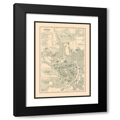 Brunn Germany - Baedeker 1896 Black Modern Wood Framed Art Print with Double Matting by Baedeker