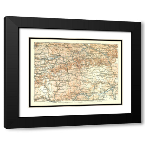 Southwestern Germany - Baedeker 1896 Black Modern Wood Framed Art Print with Double Matting by Baedeker