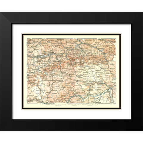 Southwestern Germany - Baedeker 1896 Black Modern Wood Framed Art Print with Double Matting by Baedeker