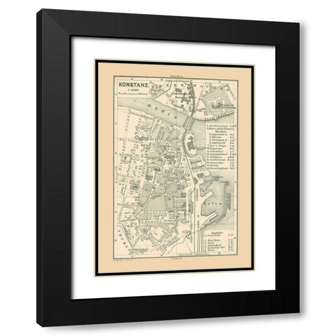 Konstanz Germany - Baedeker 1896 Black Modern Wood Framed Art Print with Double Matting by Baedeker