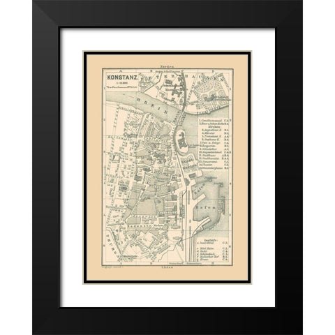 Konstanz Germany - Baedeker 1896 Black Modern Wood Framed Art Print with Double Matting by Baedeker