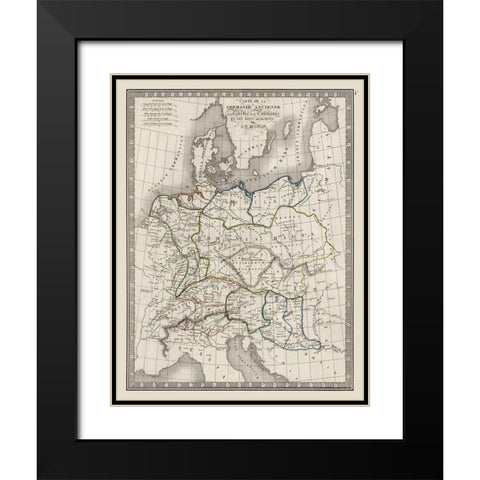 Ancient Germany - Monin 1839 Black Modern Wood Framed Art Print with Double Matting by Monin