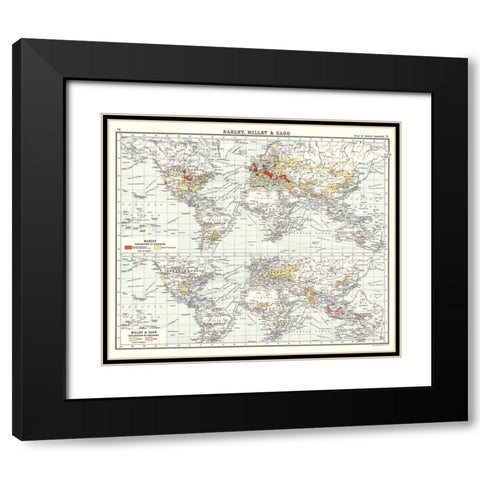 Global Barley Millet Sago - Bartholomew 1907 Black Modern Wood Framed Art Print with Double Matting by Bartholomew