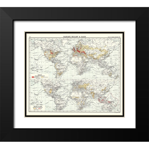 Global Barley Millet Sago - Bartholomew 1907 Black Modern Wood Framed Art Print with Double Matting by Bartholomew