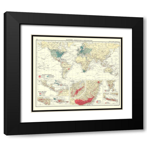 Global Coffee Production Consumption Black Modern Wood Framed Art Print with Double Matting by Bartholomew