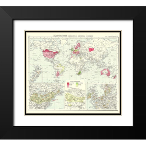 Global Dairy Produce Exporting Importing Black Modern Wood Framed Art Print with Double Matting by Bartholomew