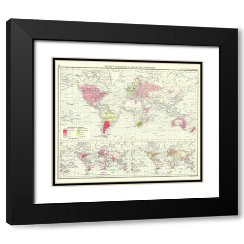 Global Meat Exporting Importing - Bartholomew 1907 Black Modern Wood Framed Art Print with Double Matting by Bartholomew