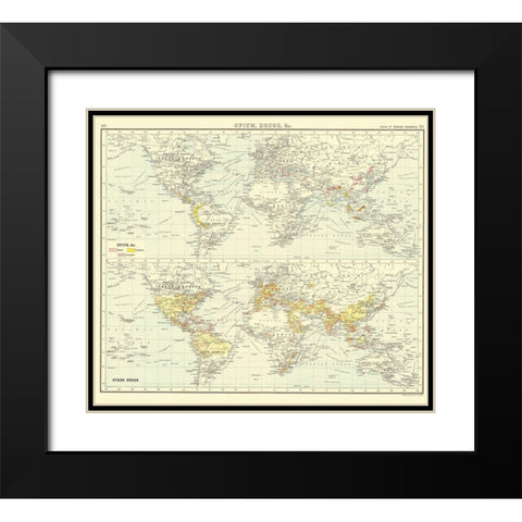 Global Opium Drugs - Bartholomew 1907 Black Modern Wood Framed Art Print with Double Matting by Bartholomew