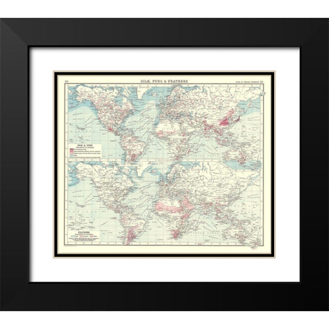 Global Silk Furs Feathers - Bartholomew 1907 Black Modern Wood Framed Art Print with Double Matting by Bartholomew