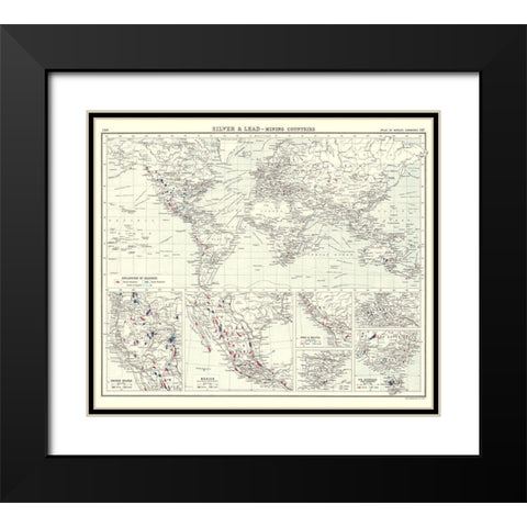 Global Silver Lead Mining Countries Black Modern Wood Framed Art Print with Double Matting by Bartholomew