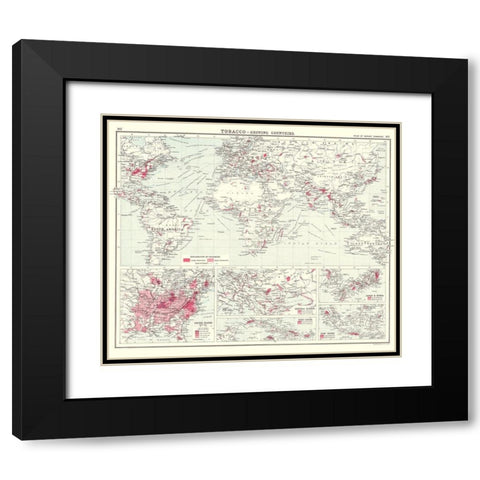 Global Tobacco Growing Countries - Bartholomew Black Modern Wood Framed Art Print with Double Matting by Bartholomew