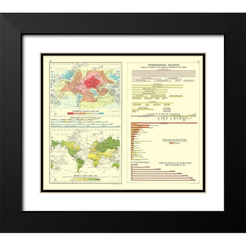 Global Isochronic Distance Tariff Railways Black Modern Wood Framed Art Print with Double Matting by Bartholomew