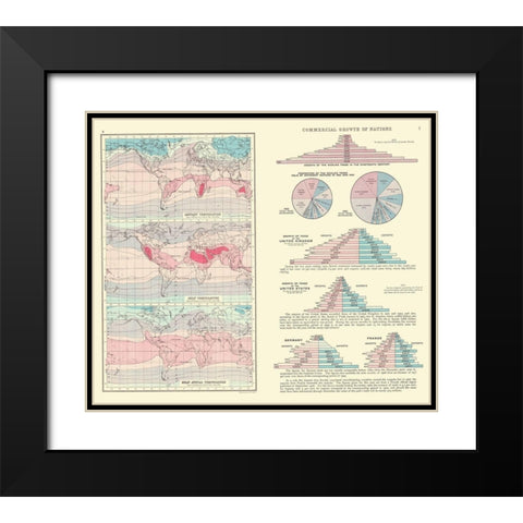 Global Commercial Growth Temperatures Black Modern Wood Framed Art Print with Double Matting by Bartholomew