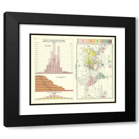 Global Wealth Population Languages Black Modern Wood Framed Art Print with Double Matting by Bartholomew