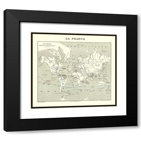 French Global Colonies - Migeon 1869 Black Modern Wood Framed Art Print with Double Matting by Migeon