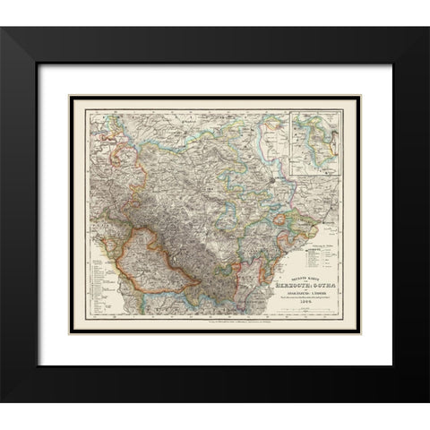 Gotha Herzogth Germany - Meyer 1844 Black Modern Wood Framed Art Print with Double Matting by Meyer