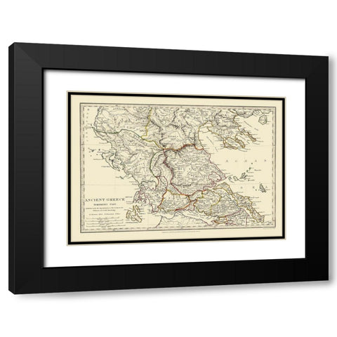 Ancient Northern Greece - Chapman 1829 Black Modern Wood Framed Art Print with Double Matting by Chapman