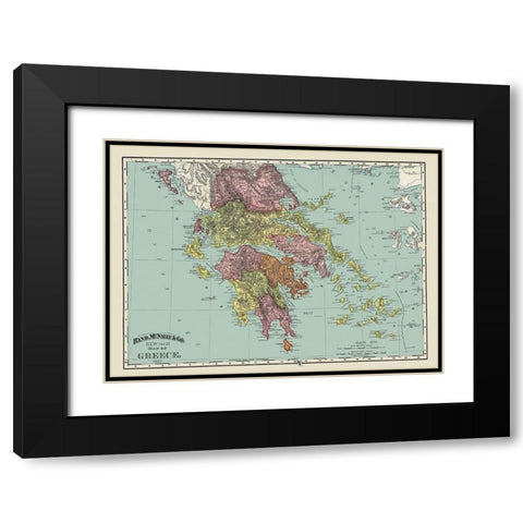 Greece - Rand McNally 1897 Black Modern Wood Framed Art Print with Double Matting by Rand McNally