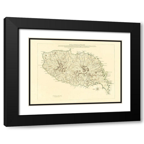 Caribbean Grenada - Jefferys 1763 Black Modern Wood Framed Art Print with Double Matting by Jefferys