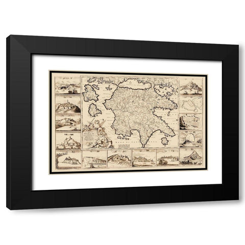 Peloponnese Region Greece - De Wit 1680 Black Modern Wood Framed Art Print with Double Matting by De Wit
