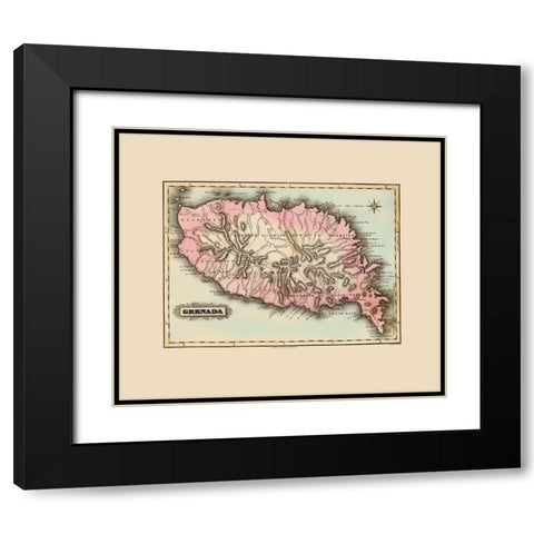 Caribbean Grenada - Lucas 1823 Black Modern Wood Framed Art Print with Double Matting by Lucas