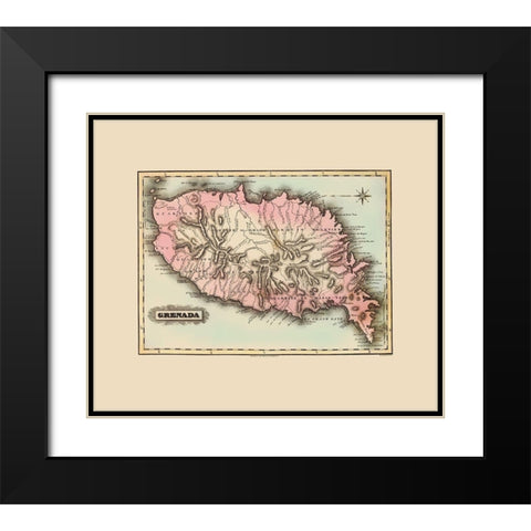 Caribbean Grenada - Lucas 1823 Black Modern Wood Framed Art Print with Double Matting by Lucas