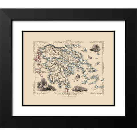 Greece - Tallis 1851 Black Modern Wood Framed Art Print with Double Matting by Tallis