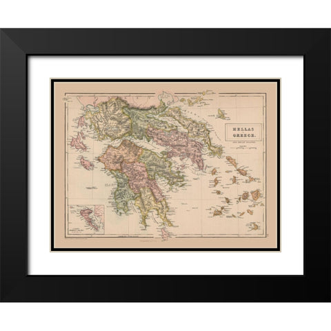 Greece - Black 1867 Black Modern Wood Framed Art Print with Double Matting by Black