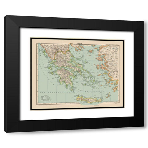 Greece - Schrader 1908 Black Modern Wood Framed Art Print with Double Matting by Schrader