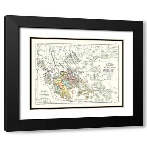 Greece - Cortambert 1880 Black Modern Wood Framed Art Print with Double Matting by Cortambert