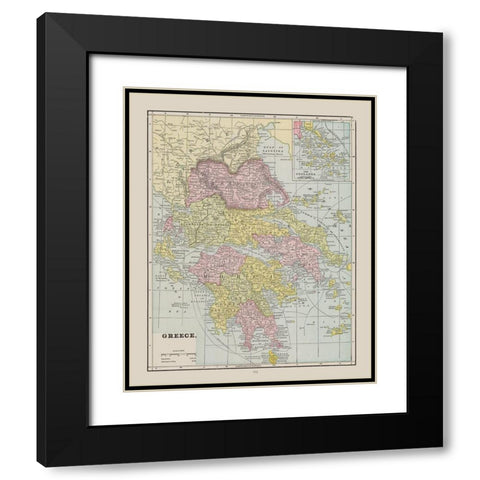 Greece - Cram 1892 Black Modern Wood Framed Art Print with Double Matting by Cram