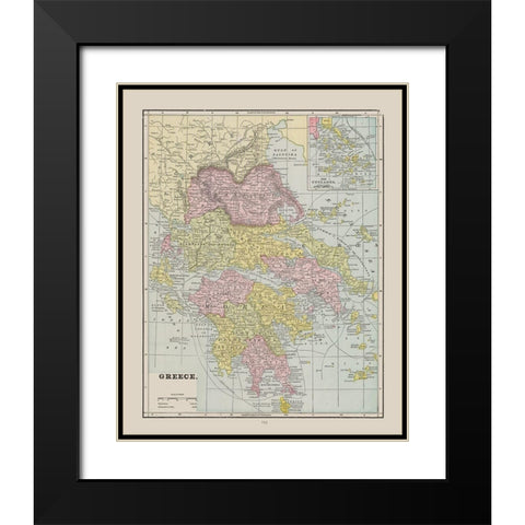 Greece - Cram 1892 Black Modern Wood Framed Art Print with Double Matting by Cram