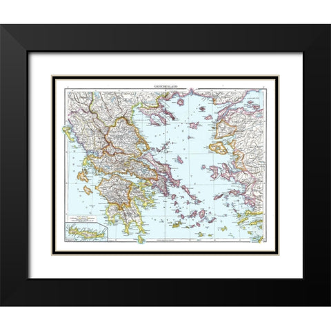Greece - Droysen 1886 Black Modern Wood Framed Art Print with Double Matting by Droysen