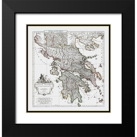 Ancient Greece - DAnville 1799 Black Modern Wood Framed Art Print with Double Matting by D''Anville