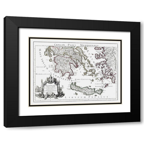 Ancient South Greece - De Lisle 1731 Black Modern Wood Framed Art Print with Double Matting by De L''isle