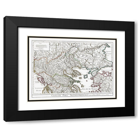 North East Greece - De Lisle 1731 Black Modern Wood Framed Art Print with Double Matting by De L''isle