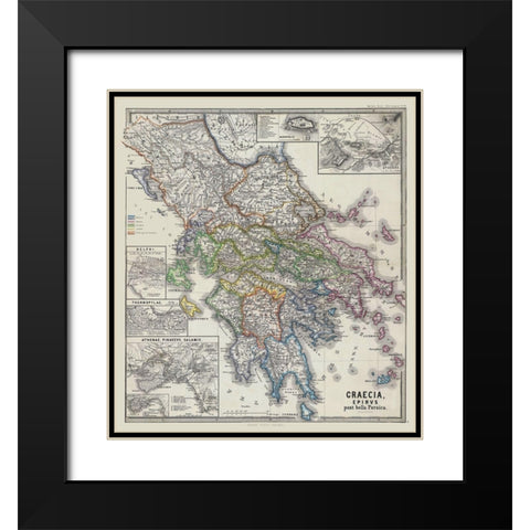 Macedonian War Greece - Spruner 1865 Black Modern Wood Framed Art Print with Double Matting by Spruner