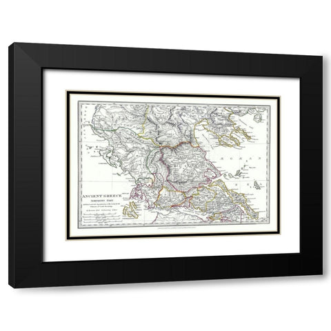 Ancient Greece Northern Part - Chapman 1829 Black Modern Wood Framed Art Print with Double Matting by Chapman