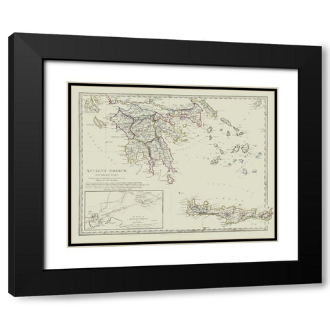 Ancient Greece Southern Part - Chapman 1829 Black Modern Wood Framed Art Print with Double Matting by Chapman