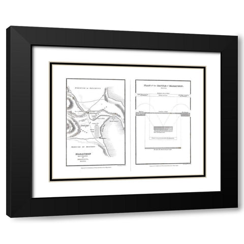 Marathon - Battle - Greece - Oxford 1828 Black Modern Wood Framed Art Print with Double Matting by Unknown