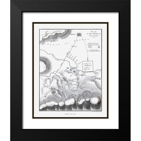 Battle of Plataea - Greece - Oxford 1828 Black Modern Wood Framed Art Print with Double Matting by Unknown