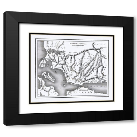 Aetolia Acarnania Greece - Oxford 1828 Black Modern Wood Framed Art Print with Double Matting by Oxford