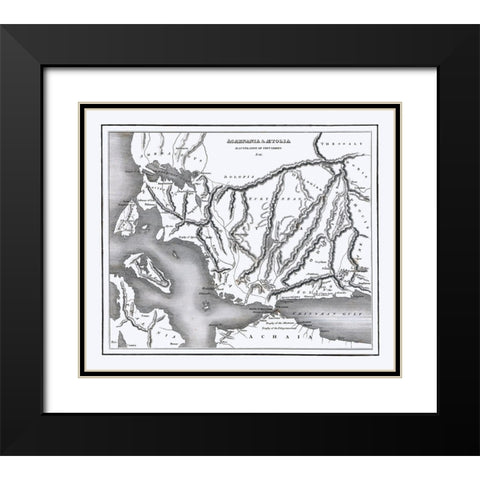 Aetolia Acarnania Greece - Oxford 1828 Black Modern Wood Framed Art Print with Double Matting by Oxford