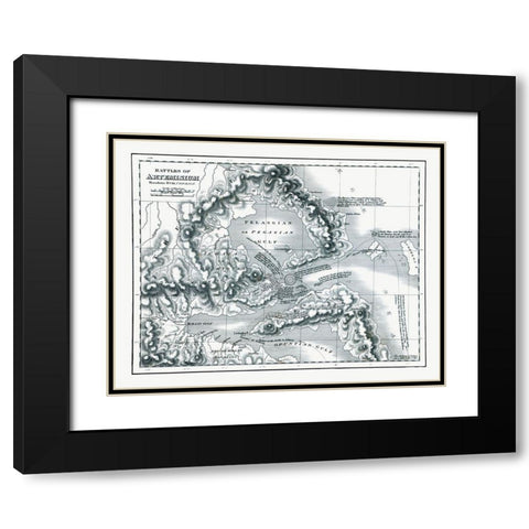 Battles of Artemisium - Greece - Oxford 1828 Black Modern Wood Framed Art Print with Double Matting by Unknown