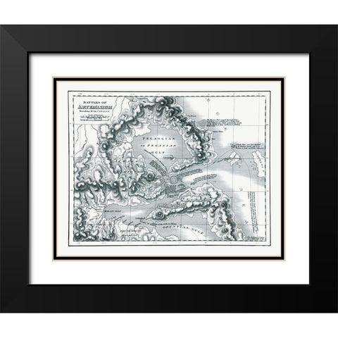 Battles of Artemisium - Greece - Oxford 1828 Black Modern Wood Framed Art Print with Double Matting by Unknown