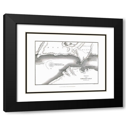 Battles in Gulf of Corinth - Oxford 1828 Black Modern Wood Framed Art Print with Double Matting by Unknown