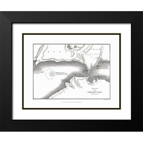 Battles in Gulf of Corinth - Oxford 1828 Black Modern Wood Framed Art Print with Double Matting by Unknown