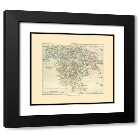 Greece - Perthes 1896 Black Modern Wood Framed Art Print with Double Matting by Perthes